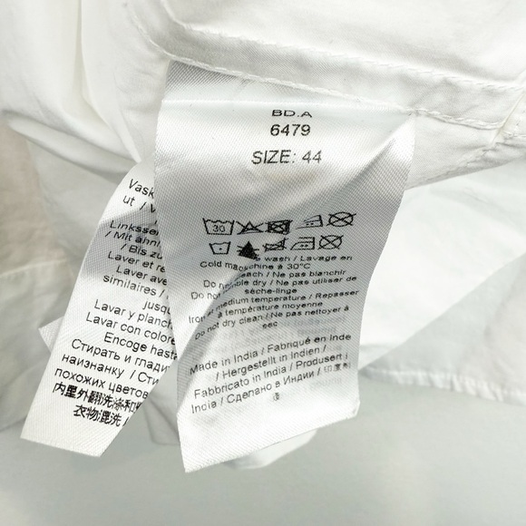 Ganni Cotton Poplin Tie String Peplum Blouse in White Size 44 - Picture 4 of 7